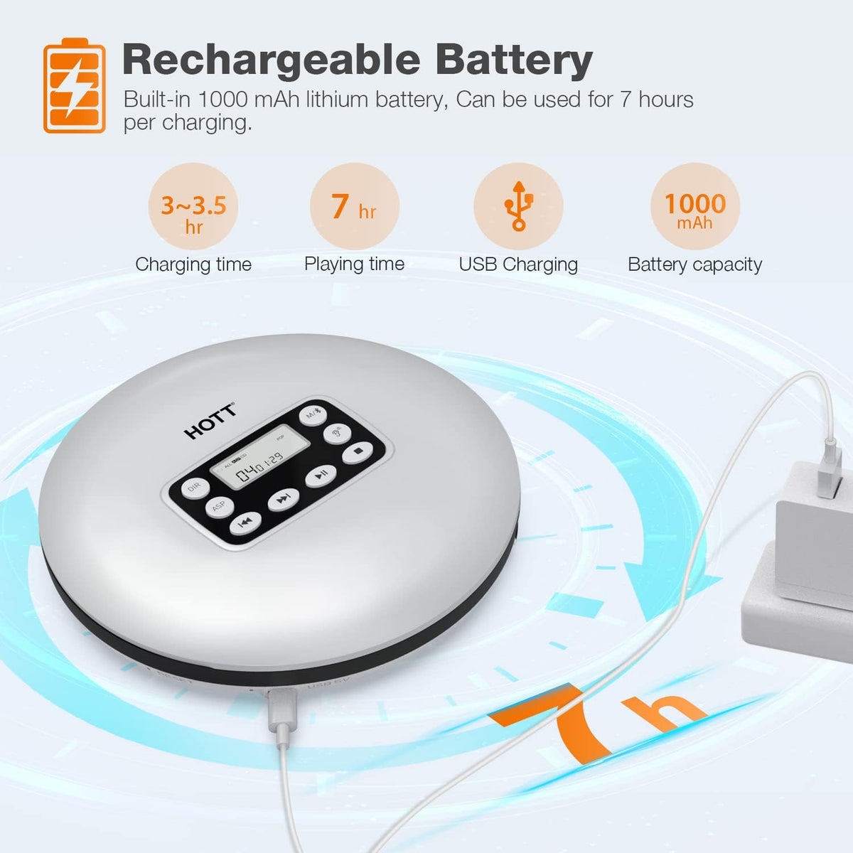 Portable CD Player with Bluetooth and Stereo Headphone C3152
