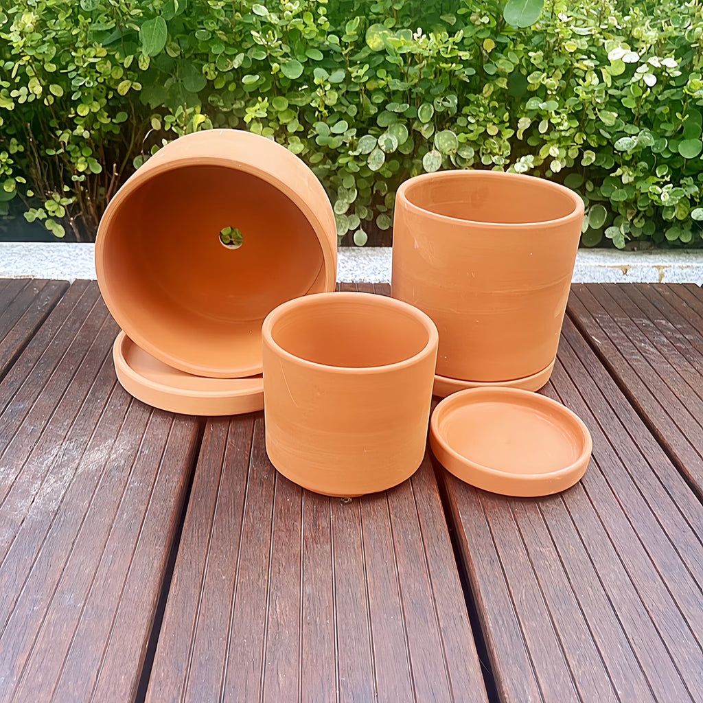 Terracotta Flower Pots, 3 Count with Drainage Holes B360