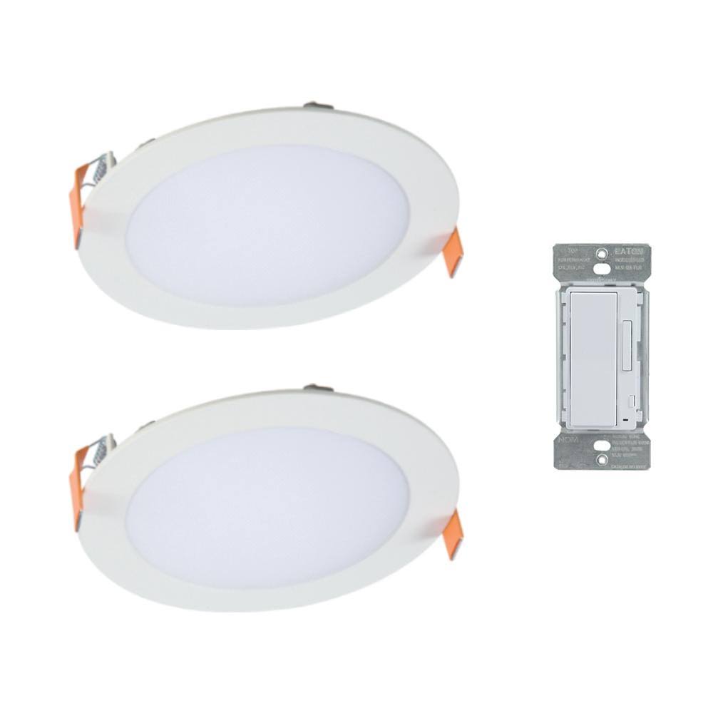 6 in. Color Selectable Canless Recessed LED Kit 2-Pack with Smart Dimmer K462