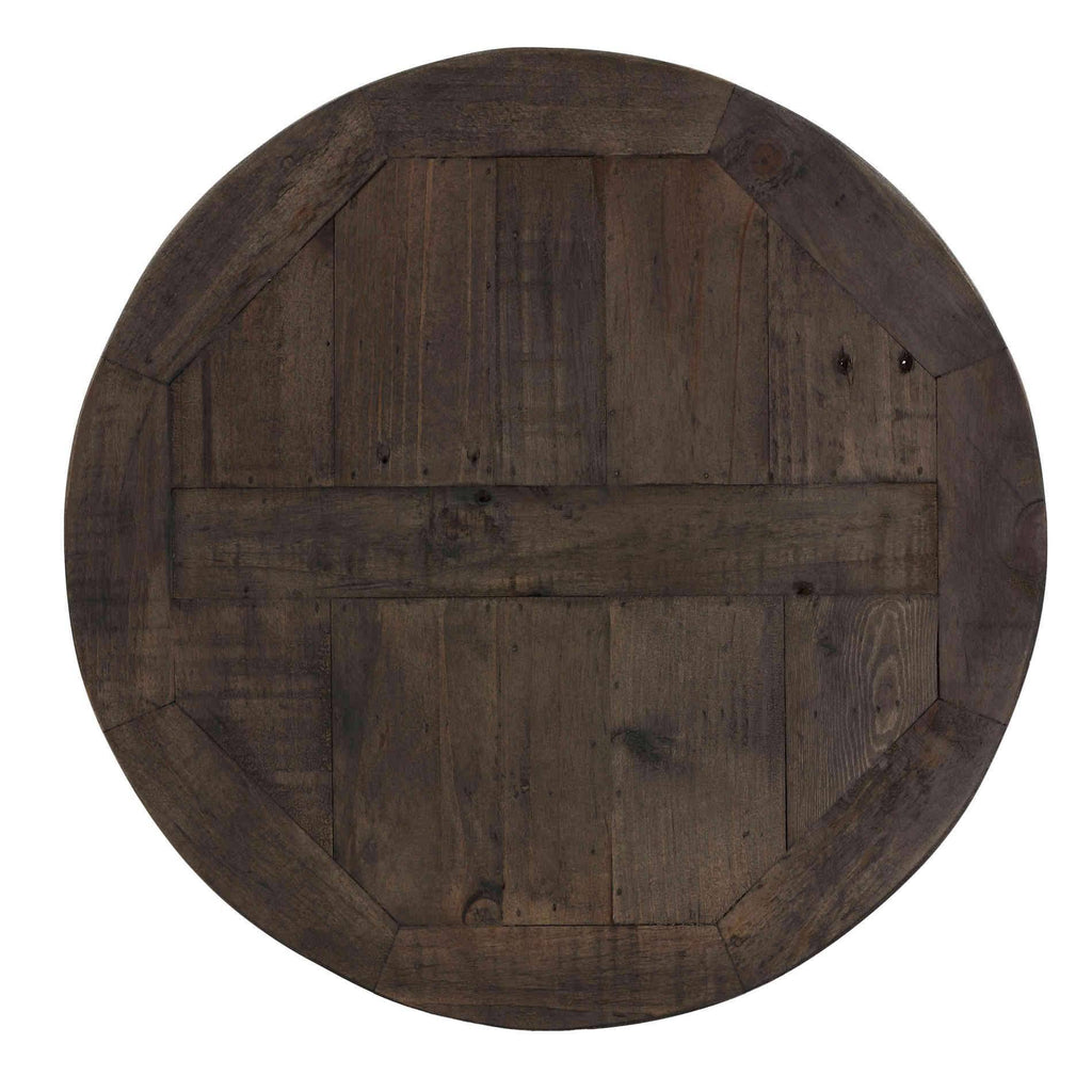 Solid Reclaimed Wood and Black Metal End Table I2882