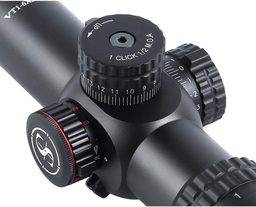 1-6X28 FFP First Focal Plane Scope 35mm Tube ED Optics Red/Green Illuminated Reticle T300