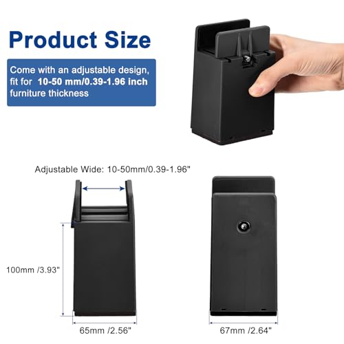 Black 4Pcs Furniture Risers with Adjustable Screw Clamp Q8736