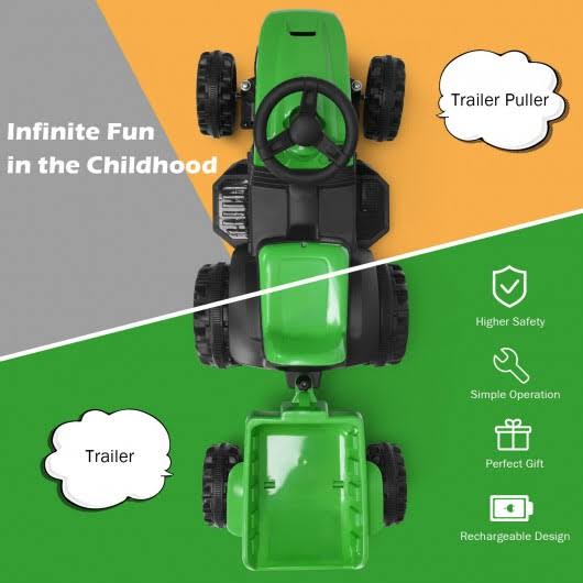 Electric Kids Ride on Tractor with Trailer Green E526729
