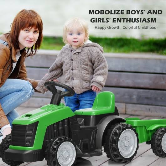 Electric Kids Ride on Tractor with Trailer Green E526729