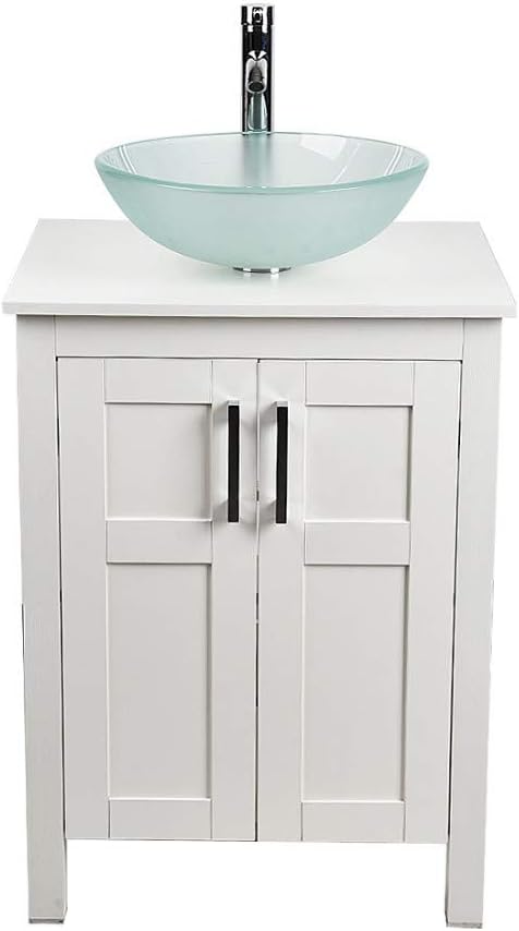 24 Inches White Single Bathroom Vanity Set with Top and 2-Door Cabinet E199253