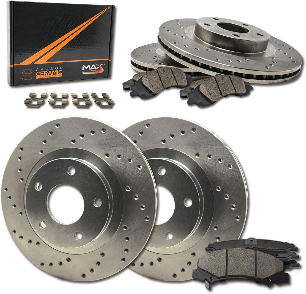 Front and Rear Brake Rotors with Carbon Ceramic Pads H6080