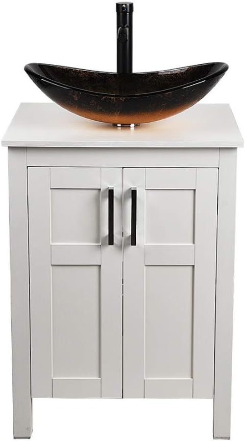 24 Inches White Single Bathroom Vanity Set with Top and 2-Door Cabinet E199253