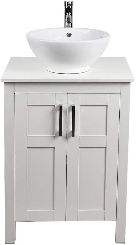 24 Inches White Single Bathroom Vanity Set with Top and 2-Door Cabinet E199253