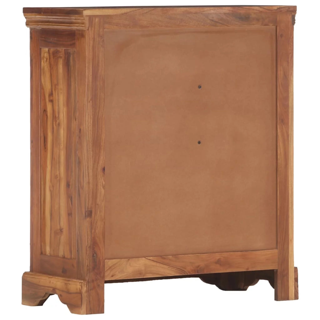 Wooden Sideboard with 2 Doors and 4 Storage Drawers Acacia Wood Sofa End Side Table 24.4 x 11.8 x 29.5 Inches A845