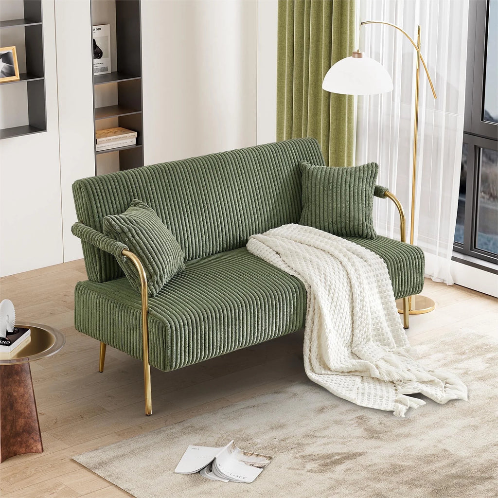 Upholstered Velvet Futon Sofa Bed with 2 Pillows Q67533