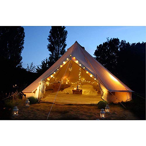 Beige Large Waterproof Cotton Canvas Bell Tent with Roof Stove Jack Hole Z756