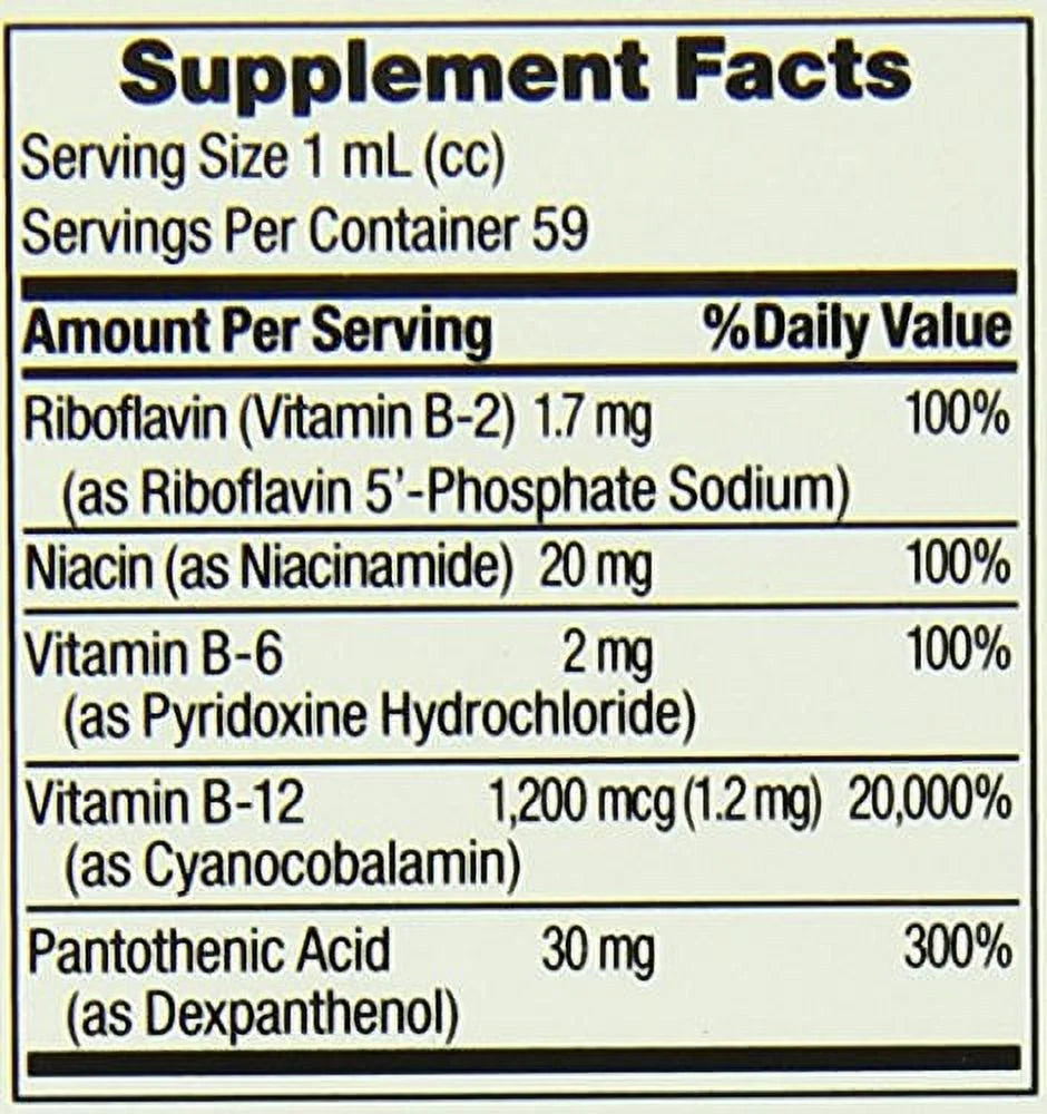 Vitamin B Complex with B-12 Sublingual Liquid, 2 Ounce (Pack of 4) F6168