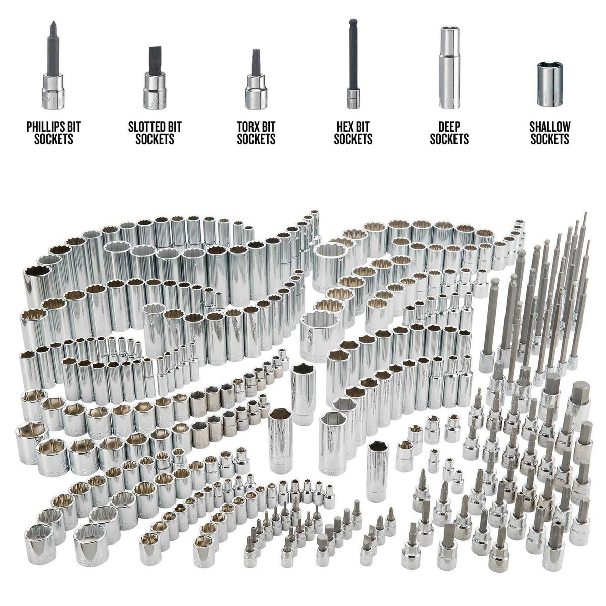1/4 & 3/8 & 1/2 in. drive SAE 6 and 12 Point Socket Set 299 pc C3095