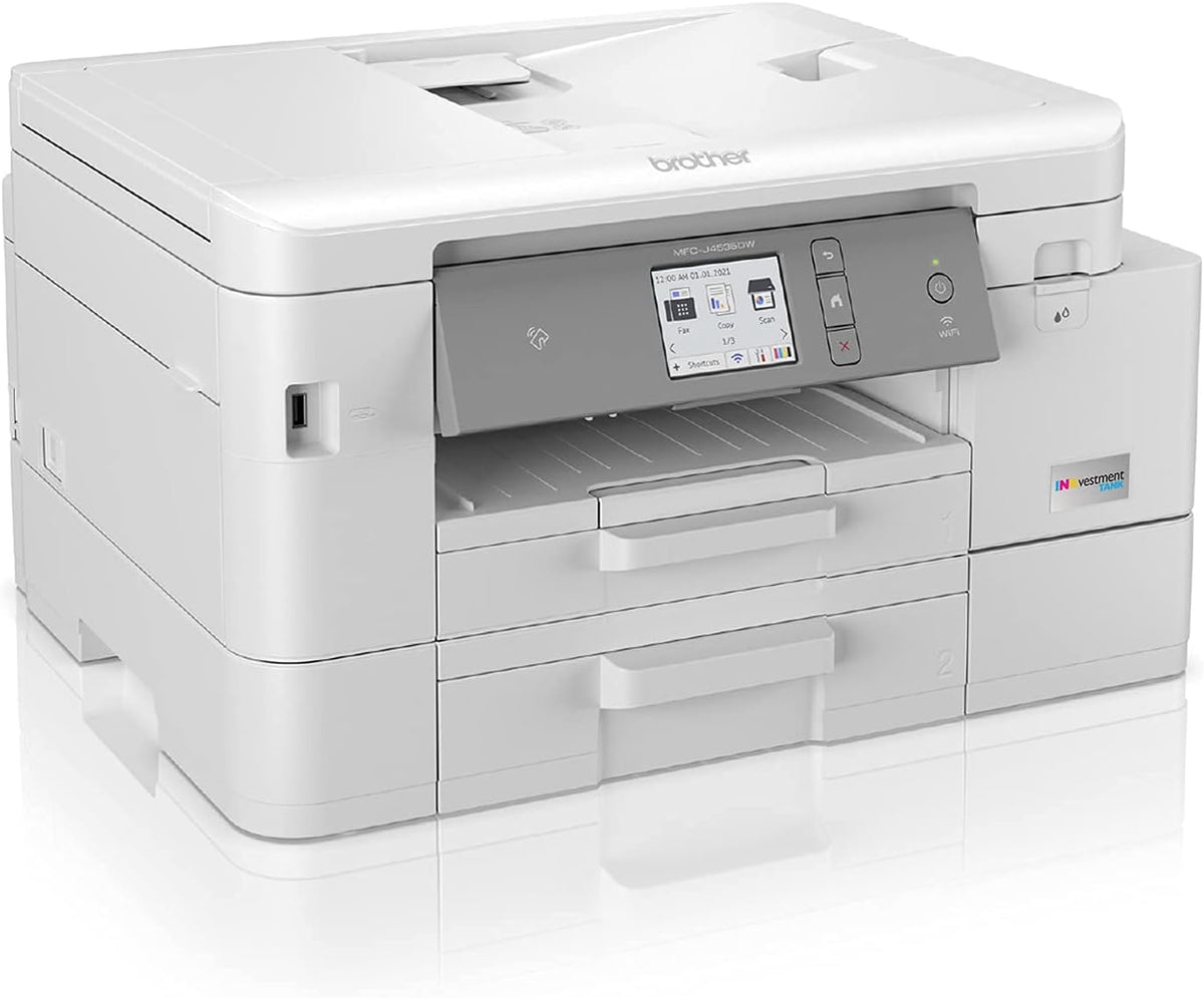 Color Inkjet Printer with NFC, Auto 2-Sided Printing, Print Scan Copy Fax, Wireless, White W18717