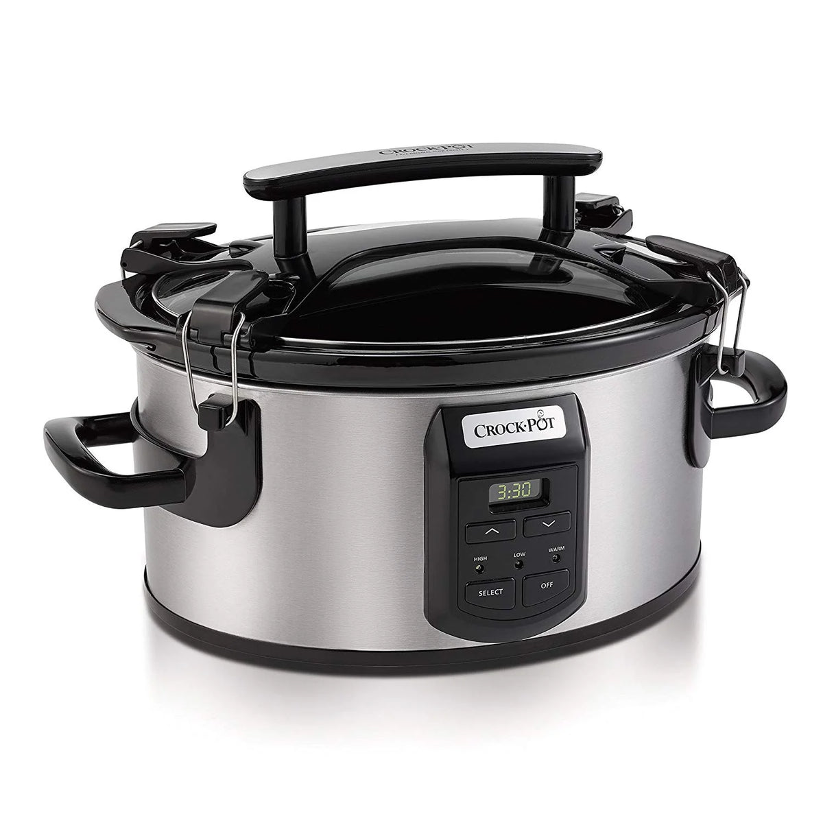 6 Quart Silver Portable Slow Cooker with Digital Control M873