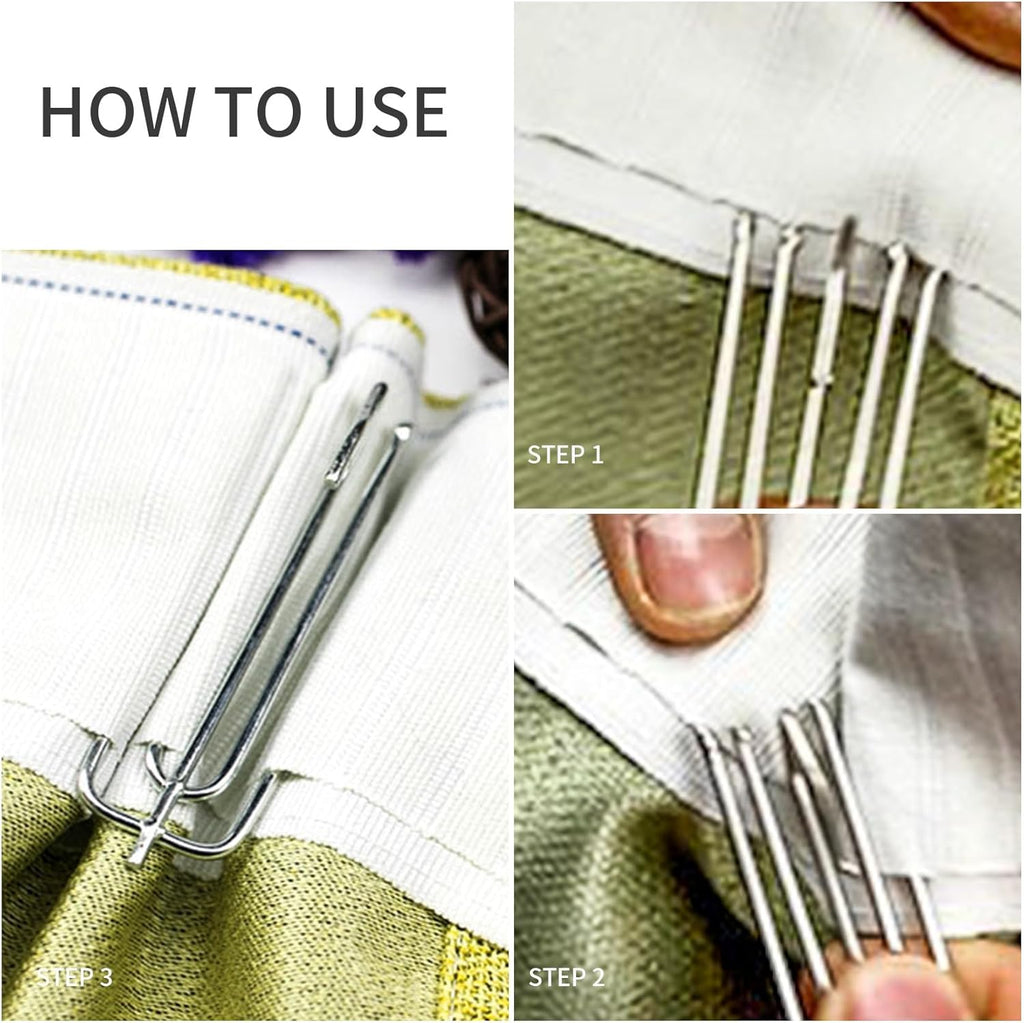 70pcs Stainless Steel Pinch Pleat Curtain Hooks T254127