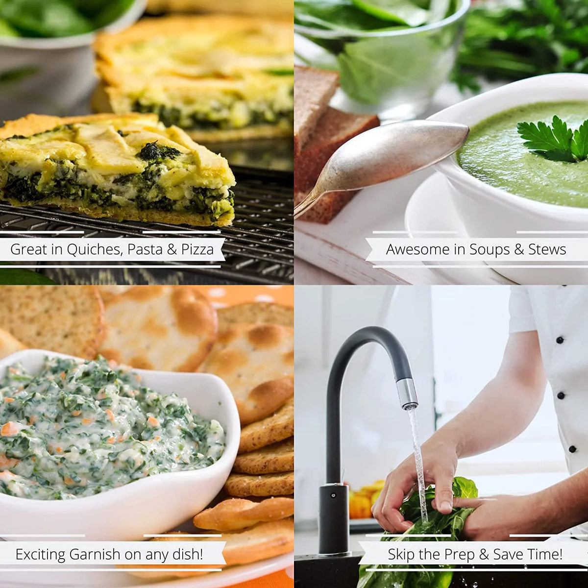 Chopped Dried Spinach Flakes, 1 lb Bulk Container G868593
