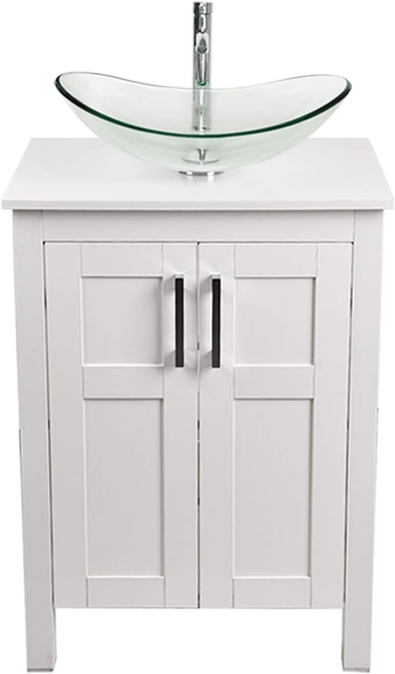 24 Inches White Single Bathroom Vanity Set with Top and 2-Door Cabinet E199253