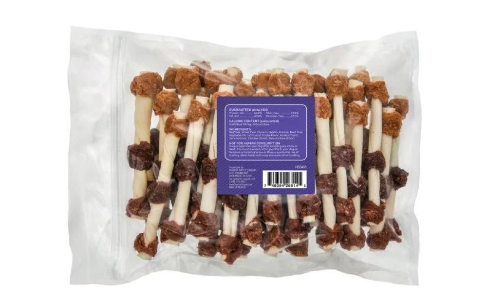 45 Count Natural Pork Chicken Beef Flavor Dog Rawhide Chews Y198799