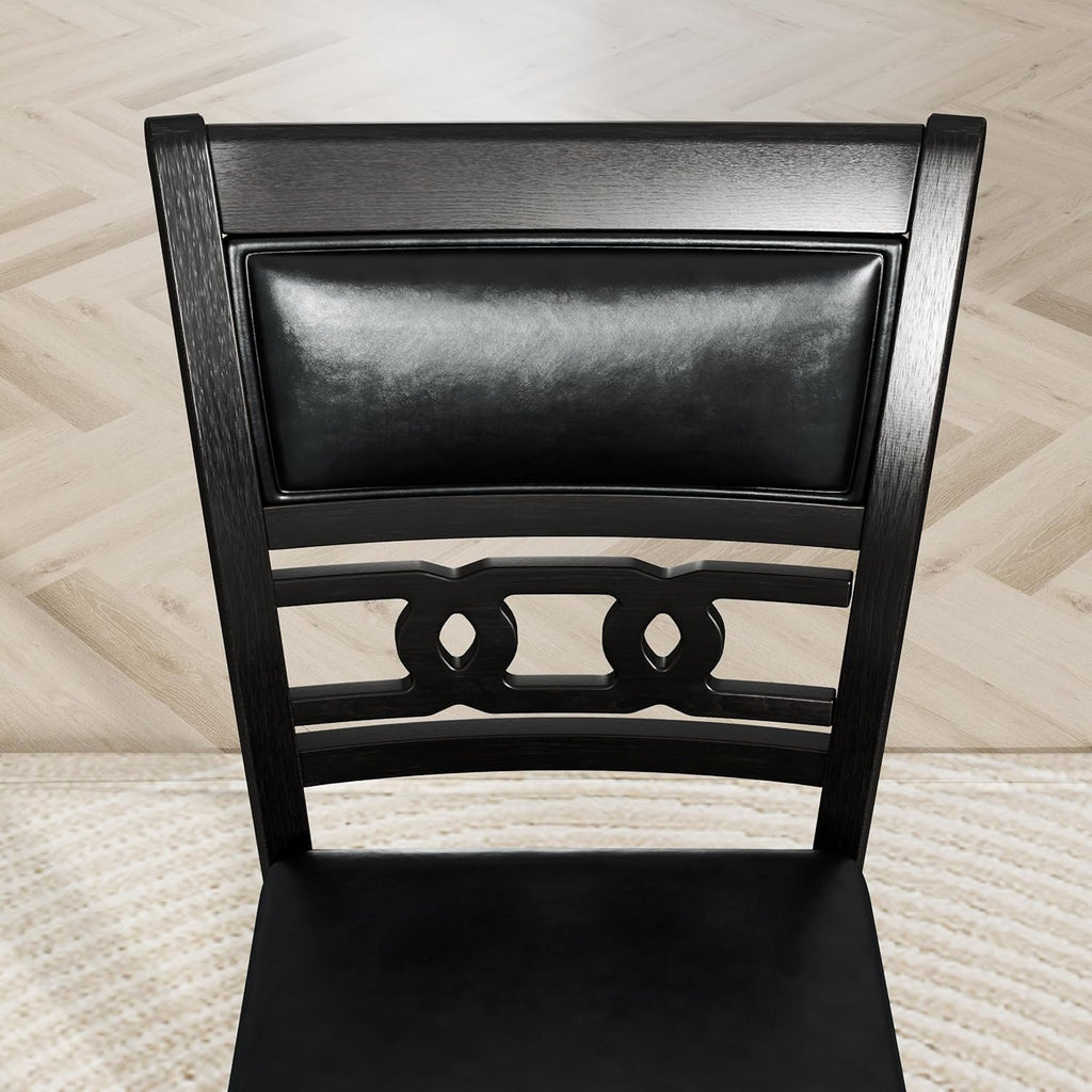 5-piece Counter Height Dining Round Table Set with Faux Marble Top and Four PU-leather Chairs, Dark Espresso Z836612