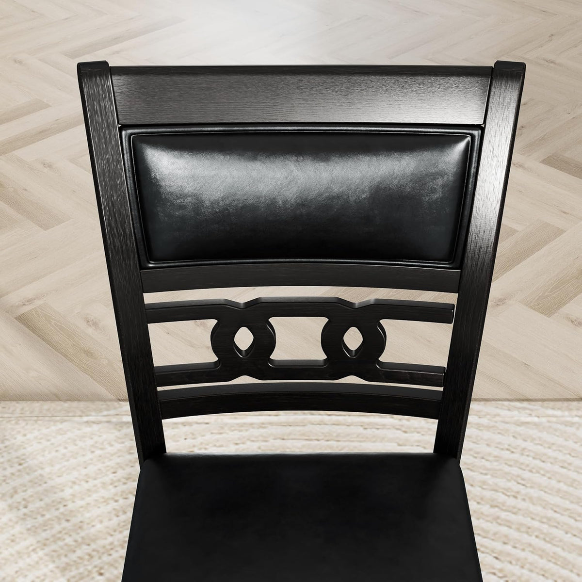 5-piece Counter Height Dining Round Table Set with Faux Marble Top and Four PU-leather Chairs, Dark Espresso Z836612