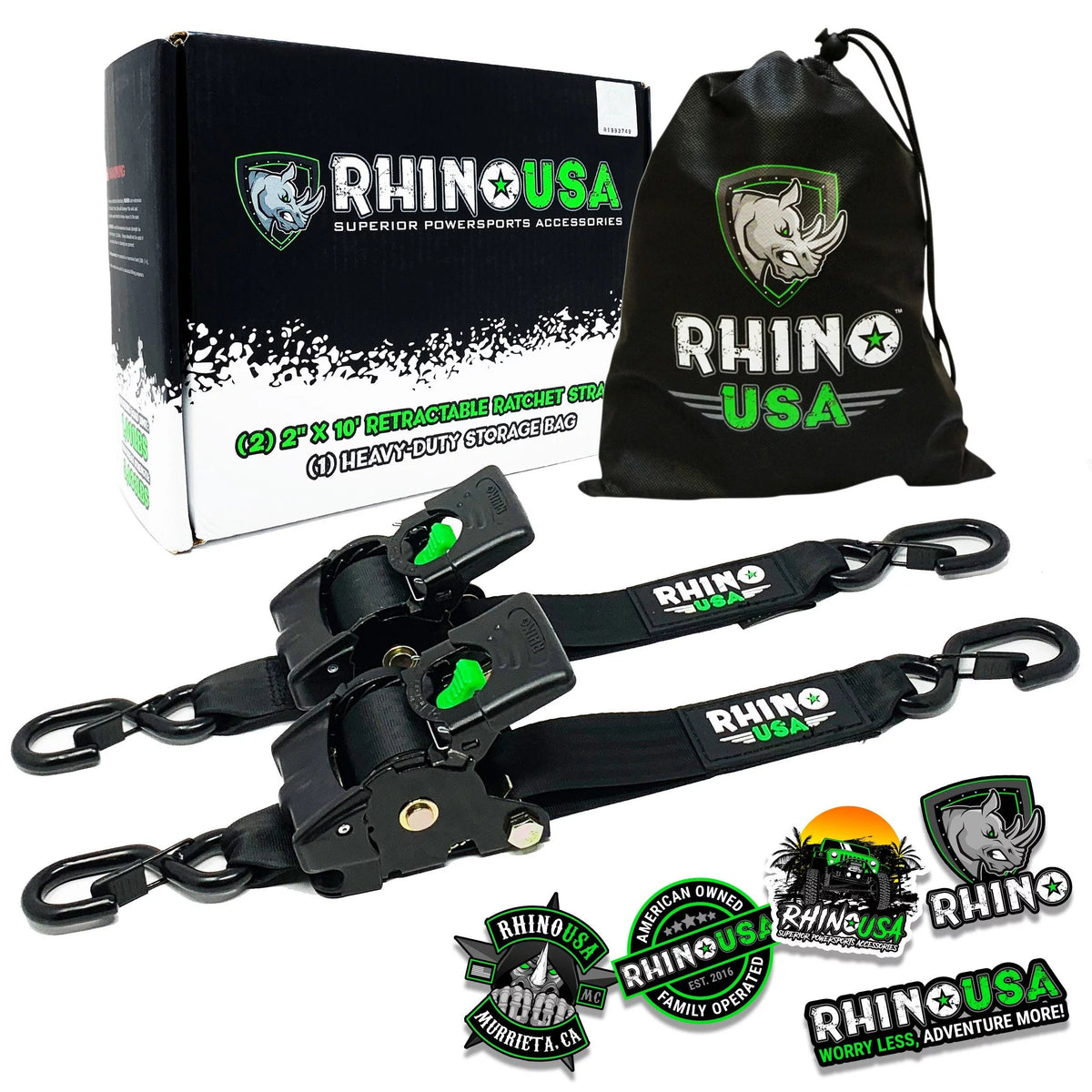 2" x 10' Retractable Ratchet Straps (2-Pack) E442