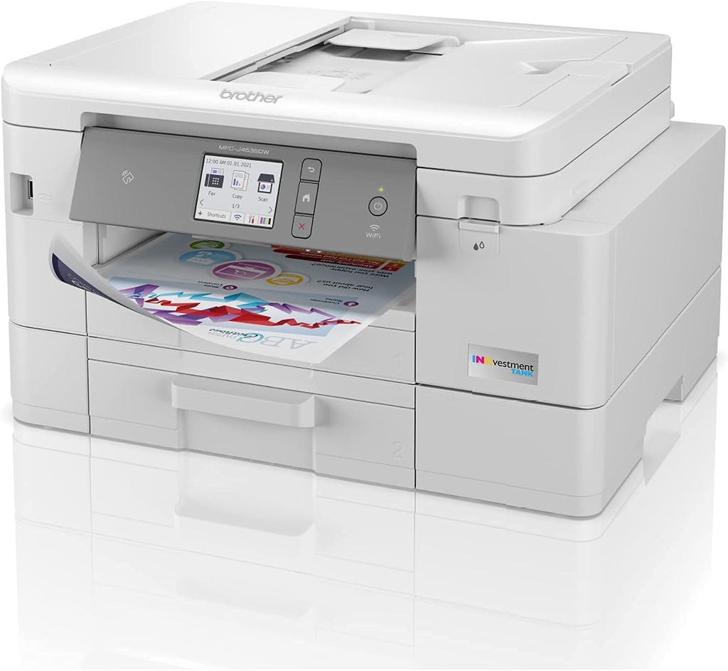 Color Inkjet Printer with NFC, Auto 2-Sided Printing, Print Scan Copy Fax, Wireless, White W18717