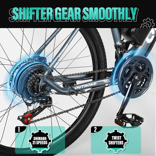 26" Electric Mountain Bike with Removable Battery, 36V 350W Brushless Motor, 21-Speed Gear, Front Fork Suspension Q609