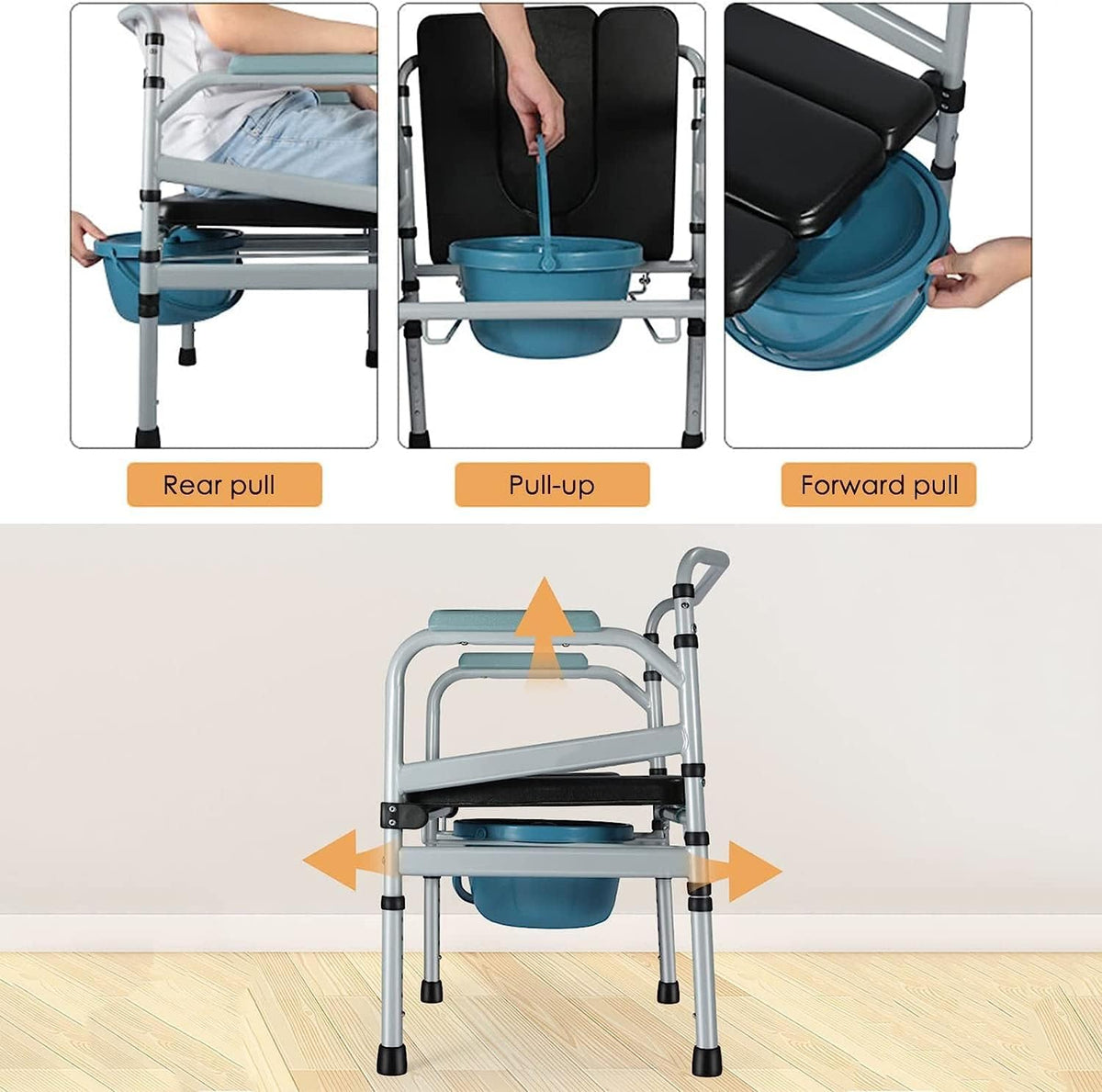 Removable Folding Commode Chair with Arms E272