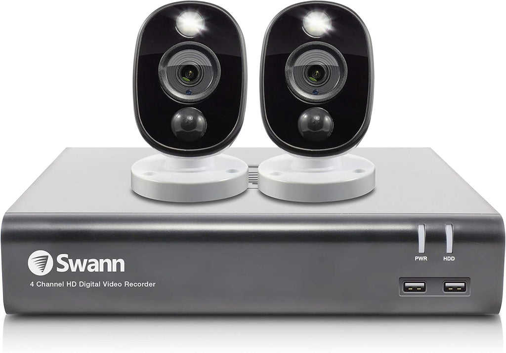 4 Channel 2 Cameras Wired CCTV Surveillance 1080p HD DVR 1TB HDD Weatherproof Security Camera System R27521