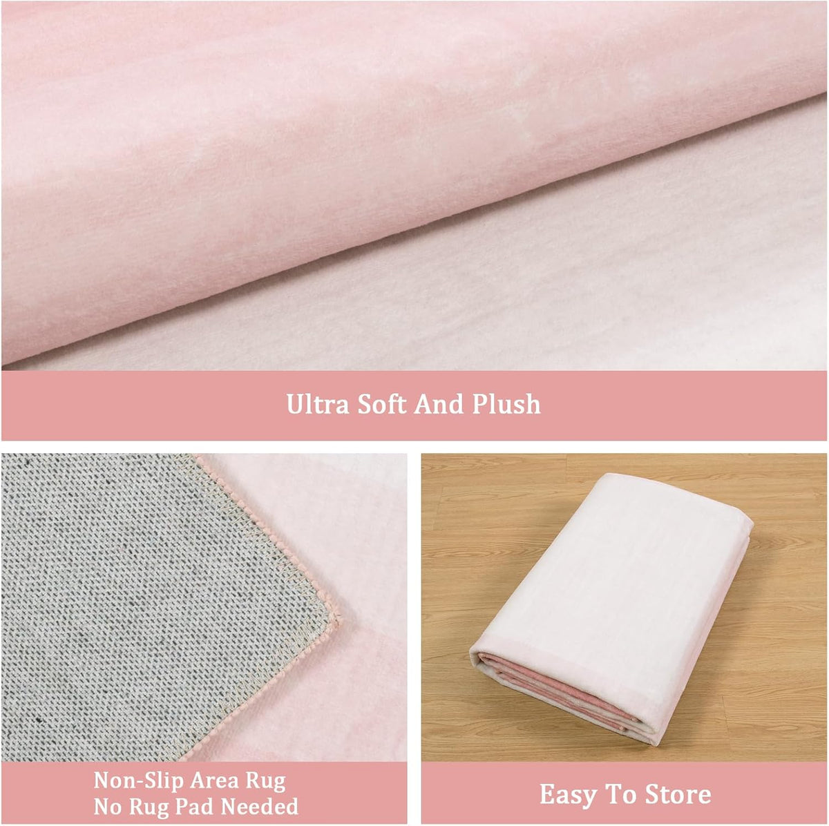 Pink Washable 8x10 Non Slip Area Rug Y57872