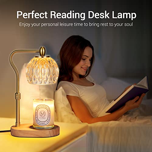 Gold Height Adjustable Candle Warmer Lamp with Timer & Dimmer E2518