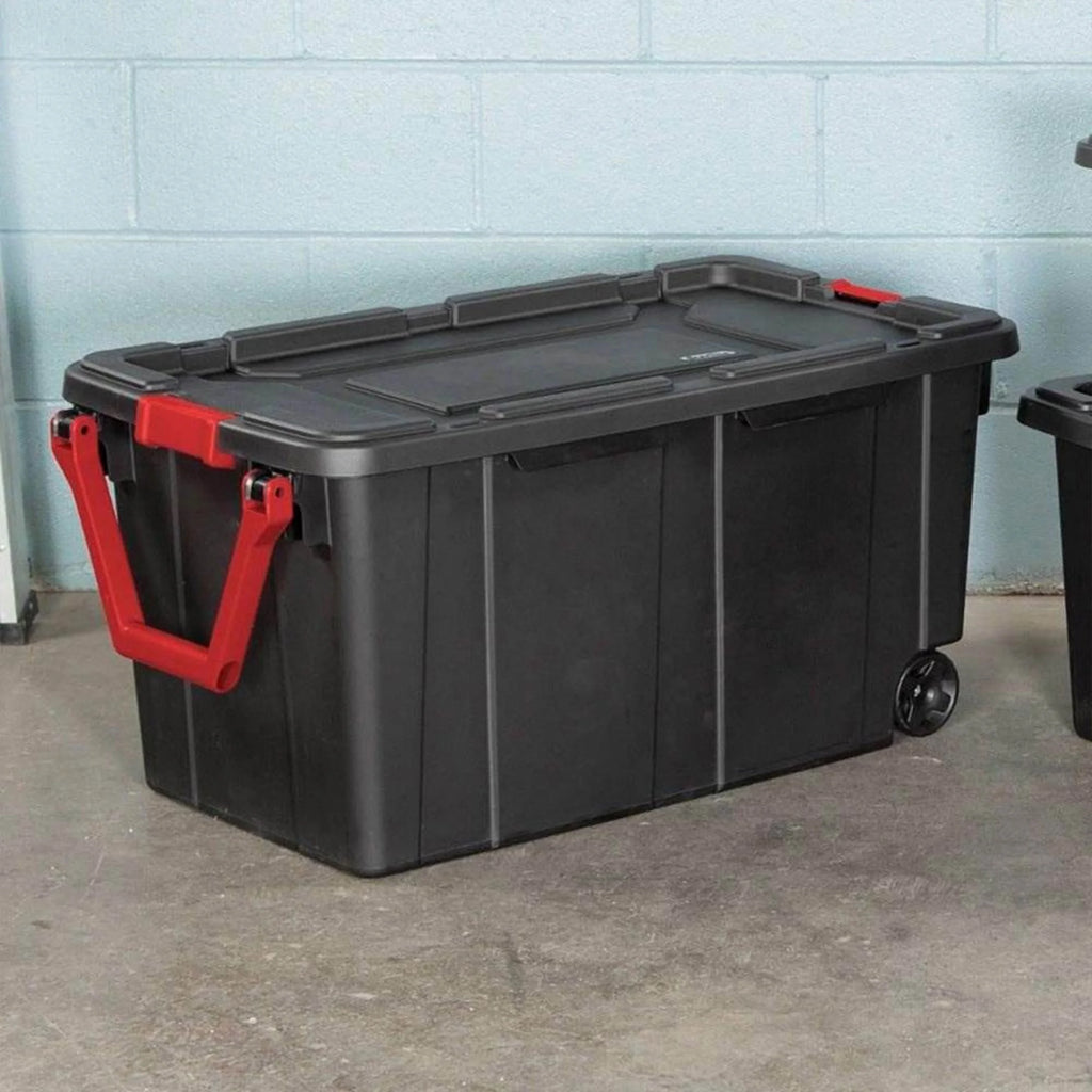 Black 8 Pack 40 Gallon Wheeled Storage Tote T75620