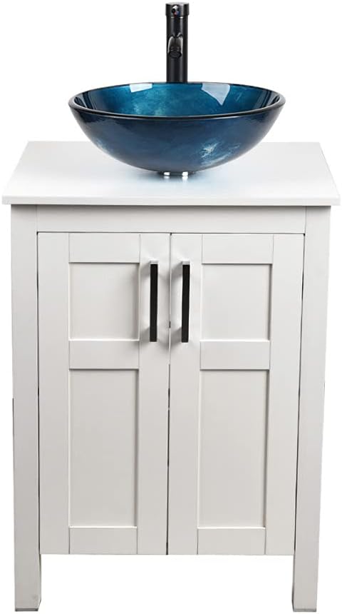24 Inches White Single Bathroom Vanity Set with Top and 2-Door Cabinet E199253