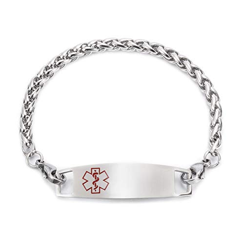 Interchangeable Stainless Steel Wheat Chain Medical ID Bracelet H12686