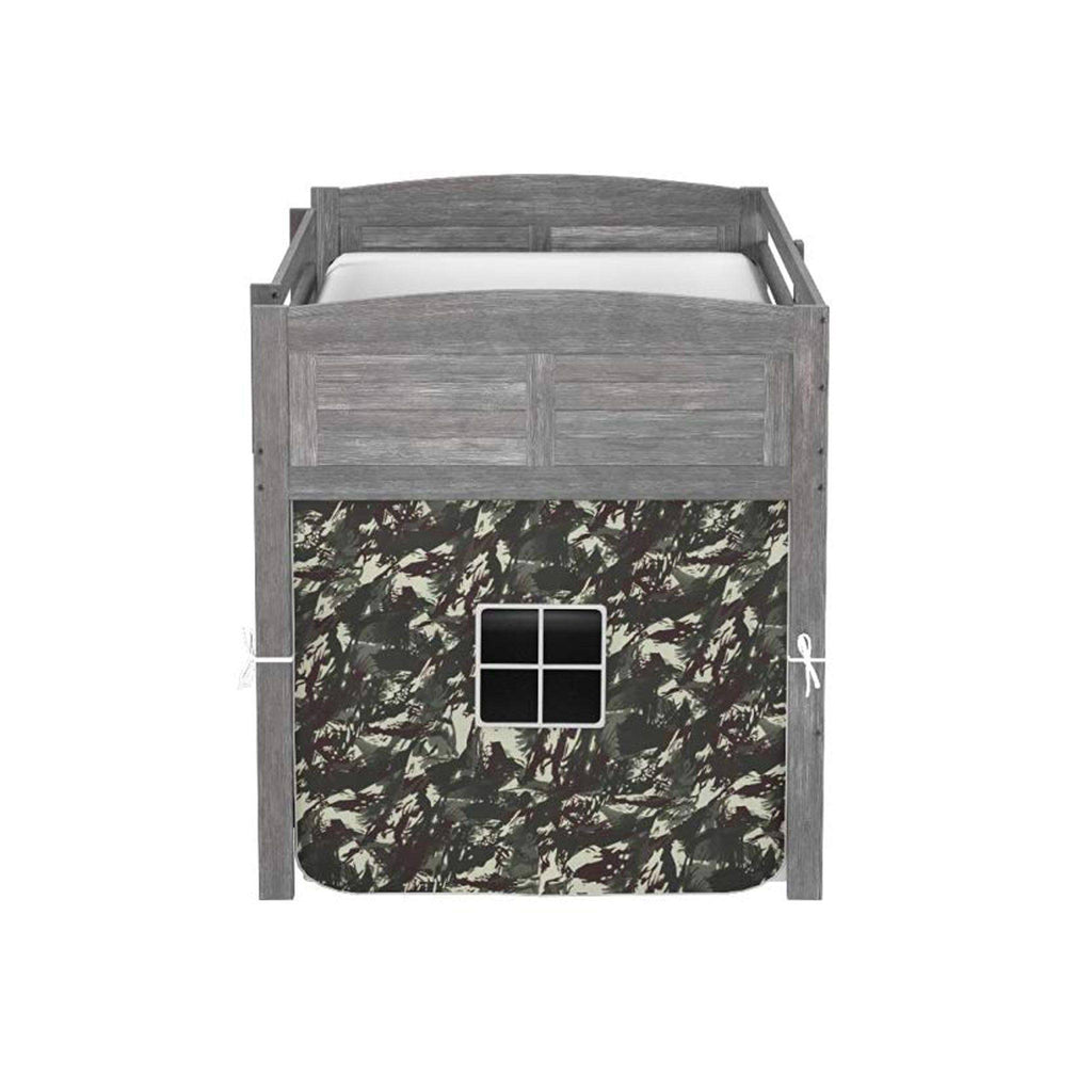 Twin Antique Grey Loft Bed with Tent P544