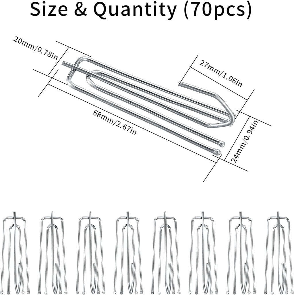 70pcs Stainless Steel Pinch Pleat Curtain Hooks T254127