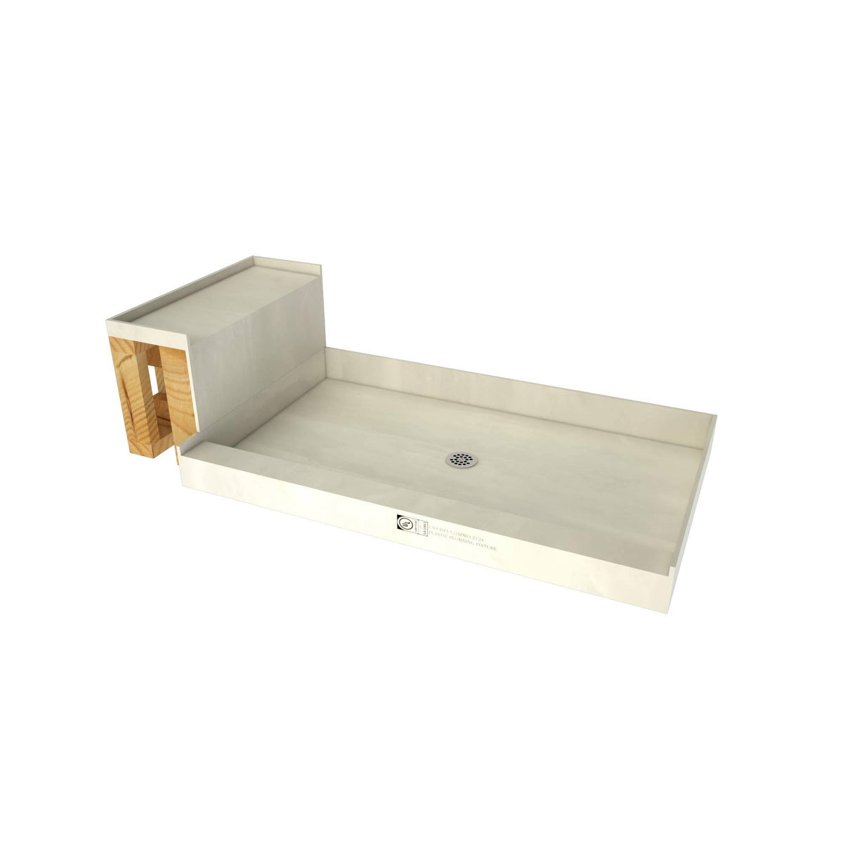 37x22 Single Threshold Shower Base with Bench and Drain I8897