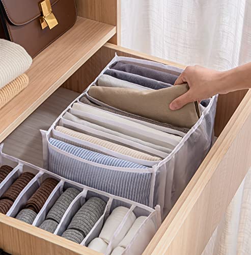 7 Grids Washable White Large Clothes Drawer Organizer A6686