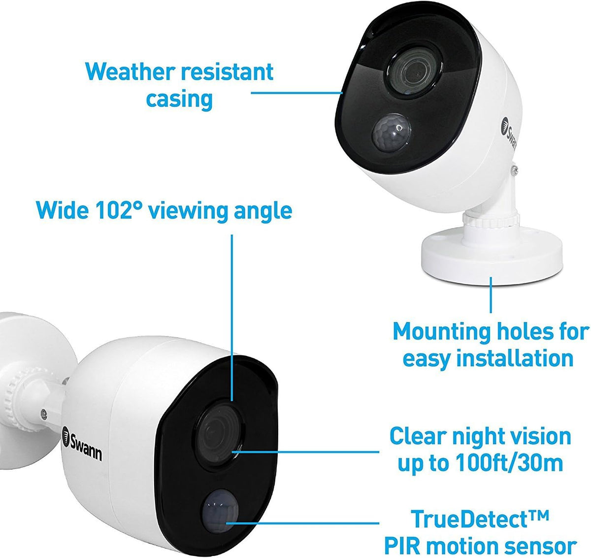 4 Channel 2 Cameras Wired CCTV Surveillance 1080p HD DVR 1TB HDD Weatherproof Security Camera System R27521