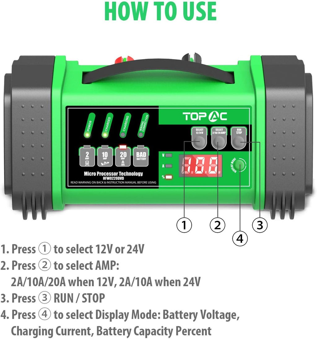 12 Volt 24 Volt Smart Car Battery Charger M16242