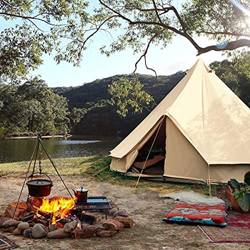 Beige Large Waterproof Cotton Canvas Bell Tent with Roof Stove Jack Hole Z756