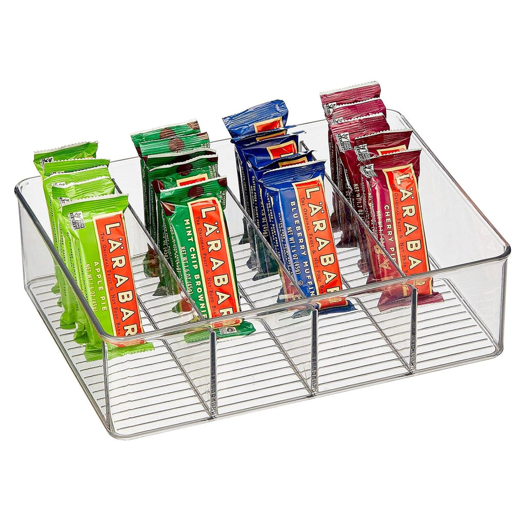 Plastic Stackable Tea Bag Storage Organizer Bin with 4 Divided Compartments, 2 Pack - Clear K196303