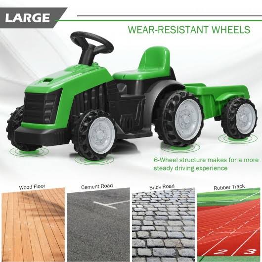 Electric Kids Ride on Tractor with Trailer Green E526729
