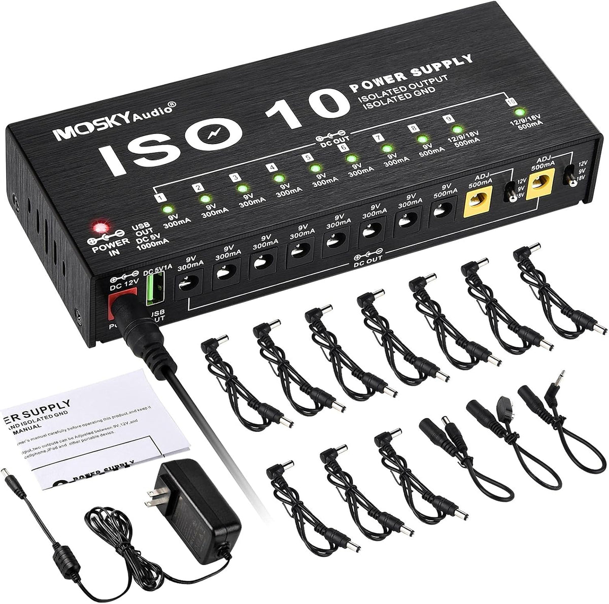 10 Isolated DC Output Guitar Pedal Power Supply Y116
