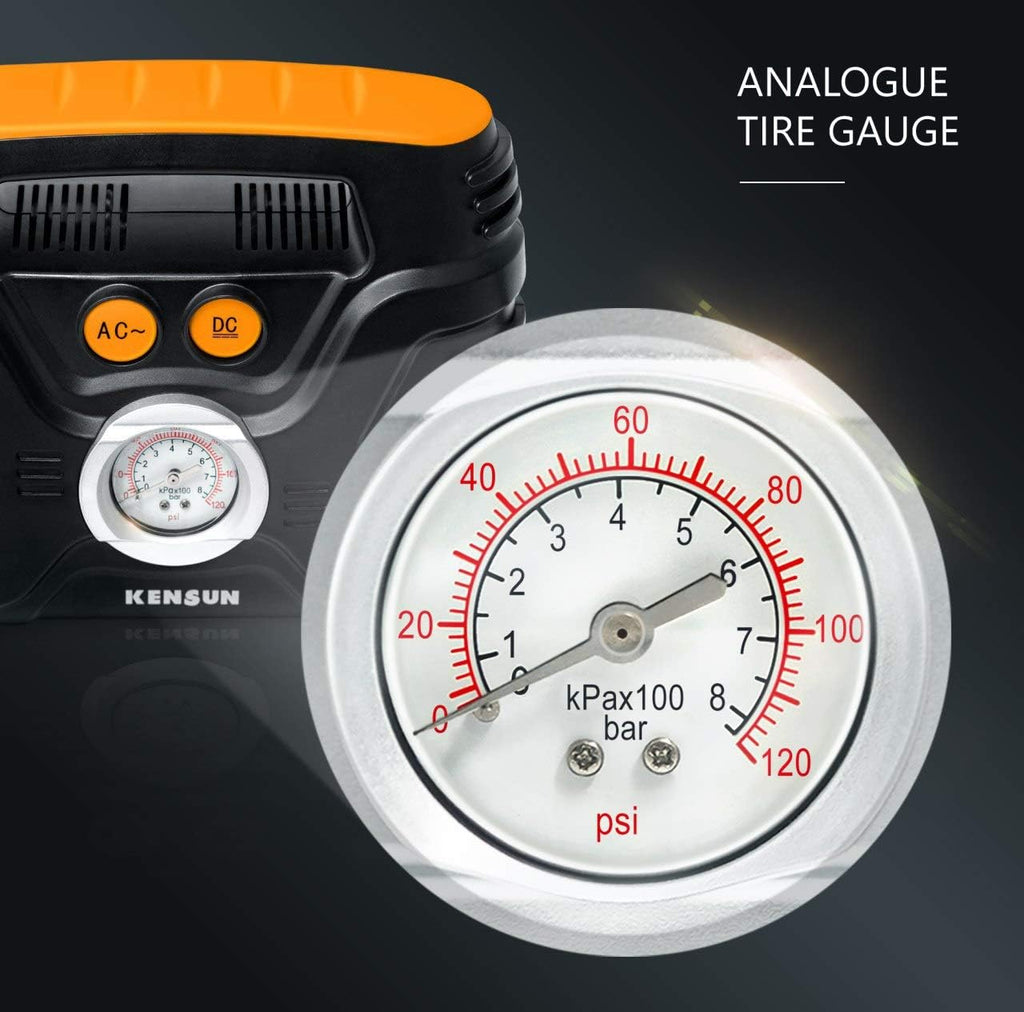 Electric Tire Pump with Analogue Pressure Gauge, 120 PSI, Pack of 2 U524