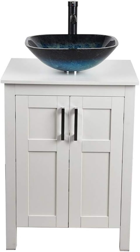 24 Inches White Single Bathroom Vanity Set with Top and 2-Door Cabinet E199253