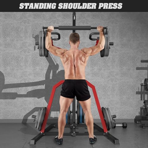 Leverage Gym Power Rack Squat Rack with LAT Low Row System Home Gym System Workout Station 2:1 Ratio H77946