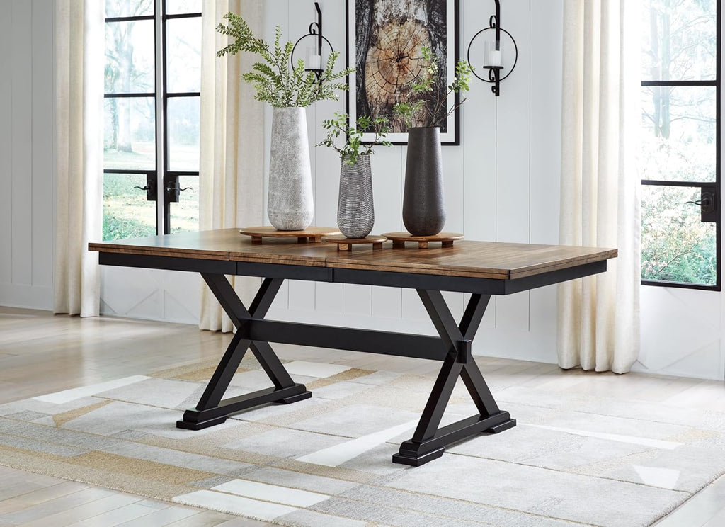 78" W x 40" D x 30" H Black Dark Brown Dining Extension Table B50280