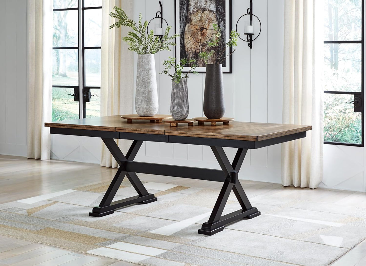 78" W x 40" D x 30" H Black Dark Brown Dining Extension Table B50280